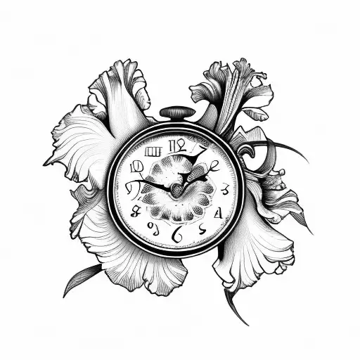 Iris Flowers With Clock And Feet Print Sleeve