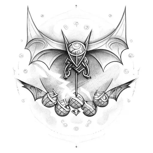 An Intricate Blacksmith's Hammer Adorned With Bat Wings And Surrounded By Swirling Stars