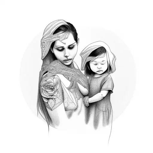 Mother With Her Daughter With Love