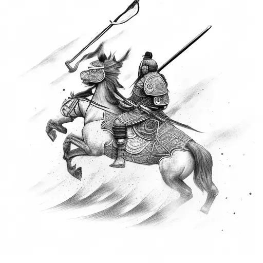 Mongol Warrior On Horse Back Thirsty For Blood