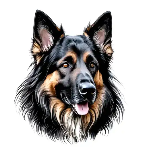 Red And Black Long Haired German Shepherd Dog
