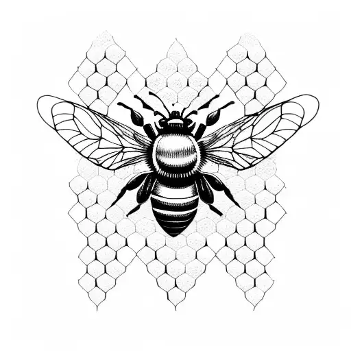 Abstract Bee On Honeycomb