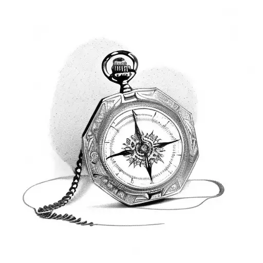 Hourglass With Pocket Watch And Compass