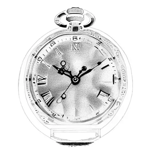 Black And White Broken Pocket Watch In Roman Numbers With Some Watch Parts Around It