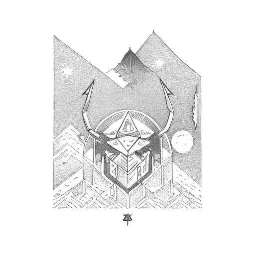 A Zodiacal Taurus At The Top Mountain During Moon Night