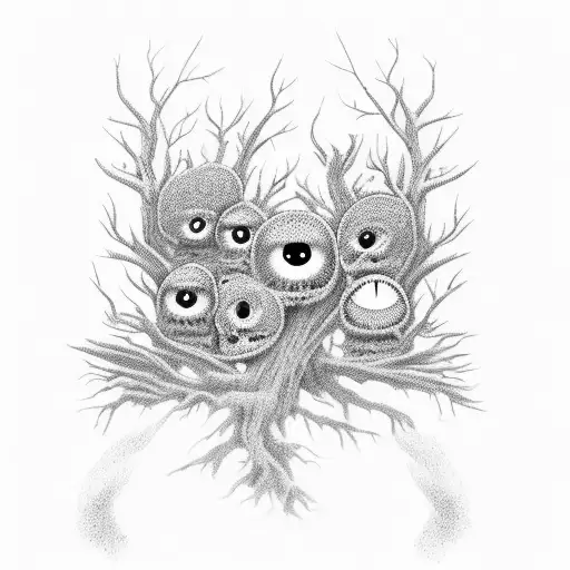 Dead Tree With 4 Pairs Of Eyes