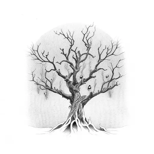 Dead Tree With 4 Pairs Of Eyes