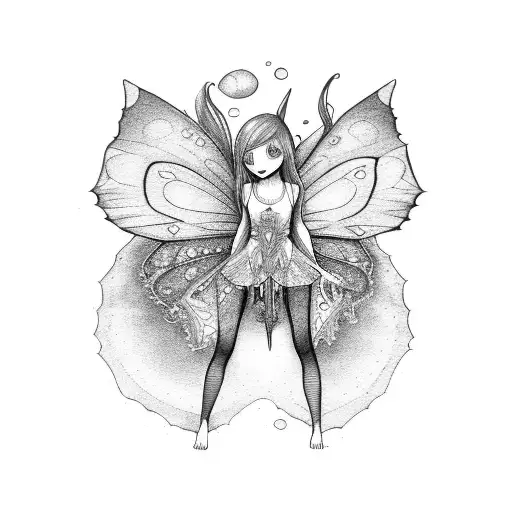 Fairy Laying Over Her Legs Covering Her Chest