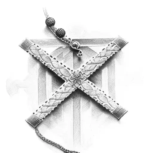 Christian Cross With Hat And Rosary
