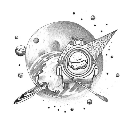 Space Tatoo With An Ice Cream Van