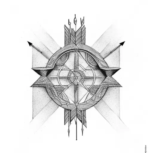 An Arrow Going Through 12 Rings