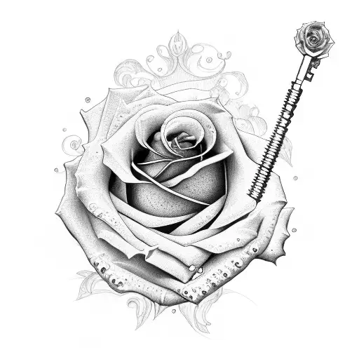 Rose With Mechanical Key