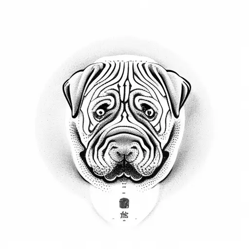 Shar-pei Dog With Chinese Background