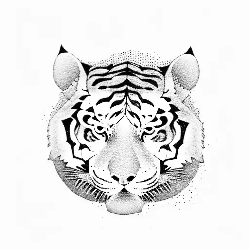 A Group Of Mountain Peaks Forming The Silhouette Of A Tiger