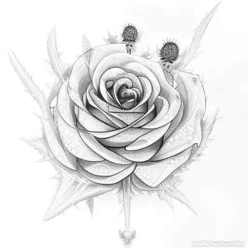 Thistle And A Hampshire Rose Intertwined