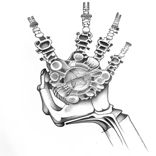 Skeleton Hand Playing Moog Synthesizer