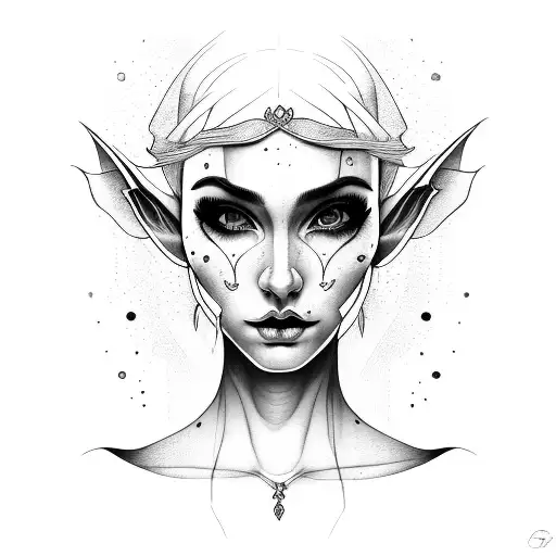 Woman Portrait Elf Splitted Like A Glass