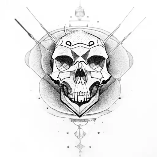 Open Skull With Cats Lounging Inside