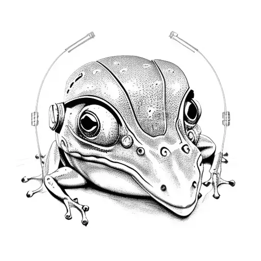 Frog With Military Helmet