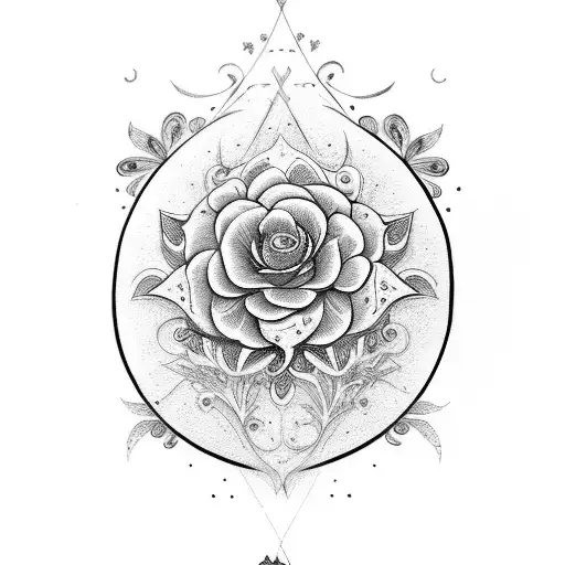 Ornamental Wirst Tattoo With Flowers And Moon