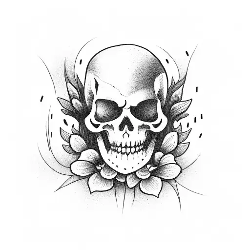 Grim Reaper Walking Through A Field Of Flowers