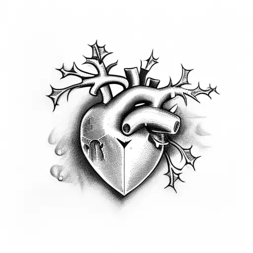 Heart With Knife And Holly Plant