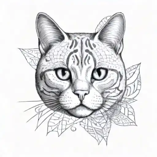British Shorthair Cat Face Maori Style