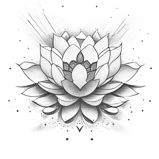 Lotus Flower Blooming With Celestial Elements Like Stars And Moons