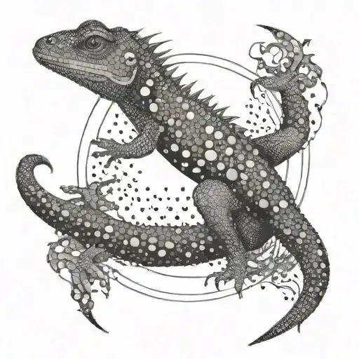 Lizard With Long Tail Circle Shape Inside