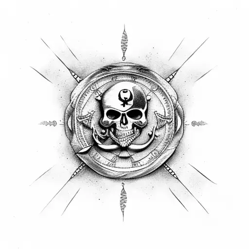 Treasure Map With A Pirate Knife