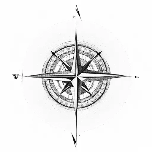 Compass With A Ship Behind It