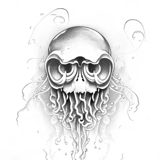 Scary Jellyfish With Skull