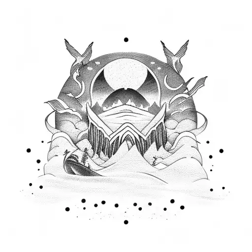 Surfer Sunset Mountain