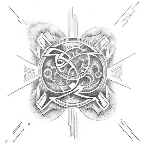 An Abstract Tattoo Design Incorporating Elements From The Grateful Dead Logo With A Cyberpunk Twist