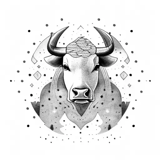 Head Of A Bull With A Circle On The Background