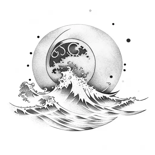 Moon As Background With A Wave