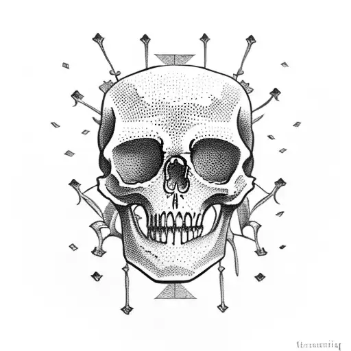 Skeleton Kneeling Over Campfire