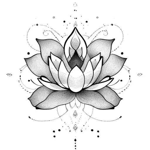 Abstract Lines Magical Lotus Flower