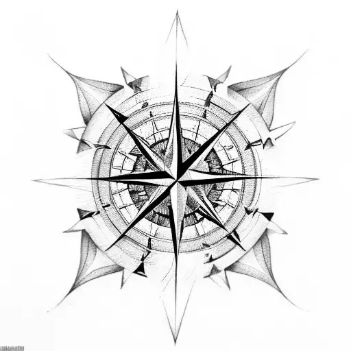 A Compass Rose With Wings Symbolizing Freedom And Navigation