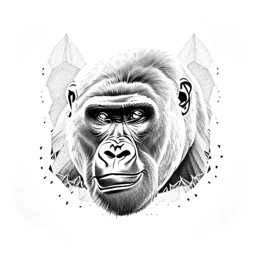 A Majestic Gorilla With Intricate Dotwork Details