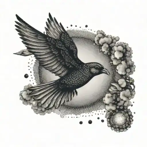 Bird Flying In The Sky And Sun