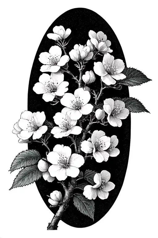 White Myrtle Tree Branch Flowering