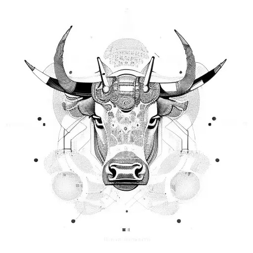 An Abstract Design Of A Bull Made Out Of Computer Circuitry And Musical Symbols