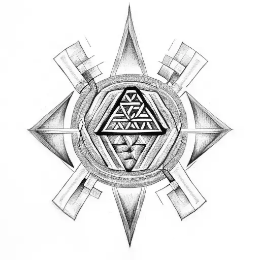 Valknut Symbol With Vegvisir