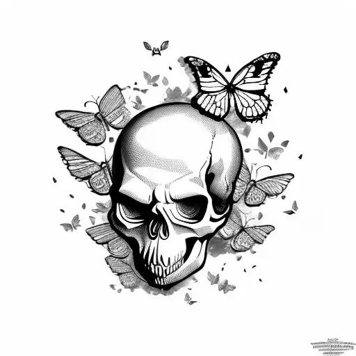 Skull With Butterflies