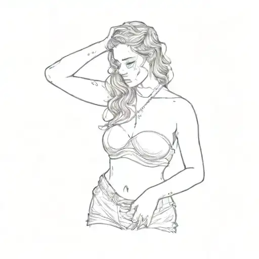 A Woman On The Beach At Night