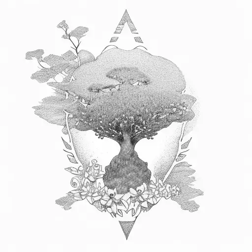 Nature Tree Ant Flowers Combined With Peace Sign