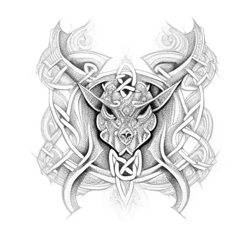 Back Tattoo With Two Symmetrical Celtic Design