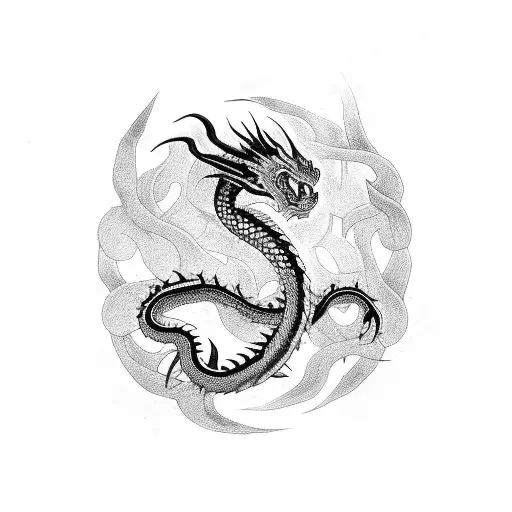 Red Snake With Black Dragon Nad White Patterns