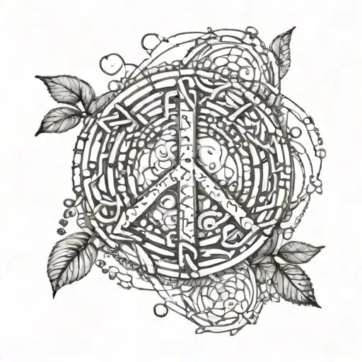 A Philosophical Tattoo Of A Peace Symbol Intertwined With Strands Of Dna